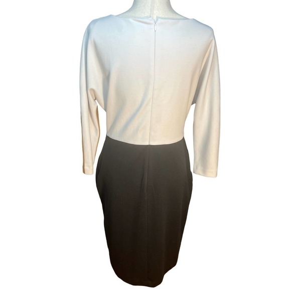 3/$27 Ellen Tracy Color Block Knitted Dress, 3/4 Sleeve, Blk/Brown/White, 10 - Picture 6 of 10